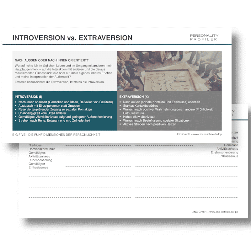 Working Cards „BIG FIVE“ – LINC Personality Profiler
